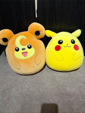 Pikachu and Teddiursa Squishmallow set
